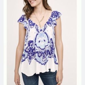 Maeve Blue and White Blouse